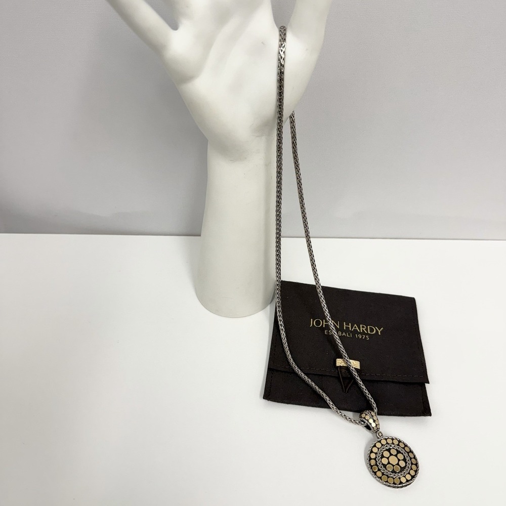 John Hardy Sterling & 18K Gold Necklace & Pendant Dots 21 3/4" Long